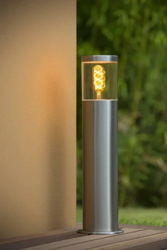 Парковый светильник Fedor 14899/50/12 Lucide уличный IP44 хром 1 лампа, плафон прозрачный в стиле современный E27 фото 3